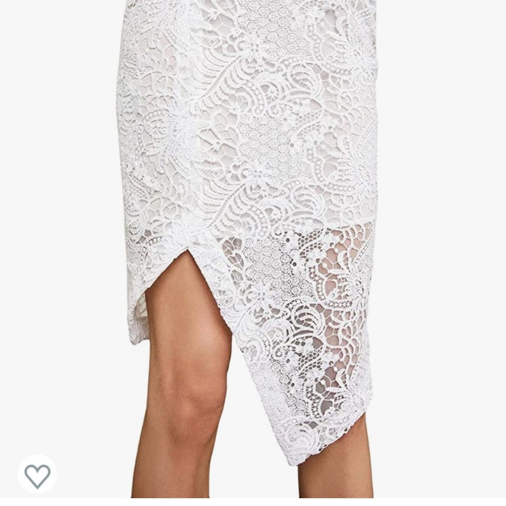 *NWT* BCBG MAXAZRIA WHITE ASYMMETRICAL LACE PENCIL SKIRT XXS